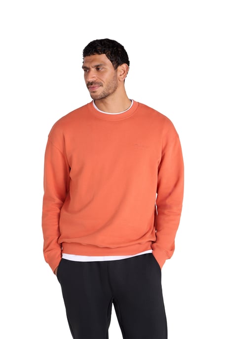 'Jonah' Men's Drop Shoulder Sweatshirt Casual Lightweight Cotton Pullover Jumper Rust - Image 6