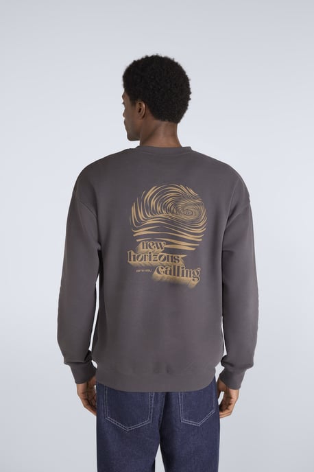 'Jonah' Men's Drop Shoulder Sweatshirt Casual Lightweight Cotton Pullover Jumper Dark Grey - Image 2