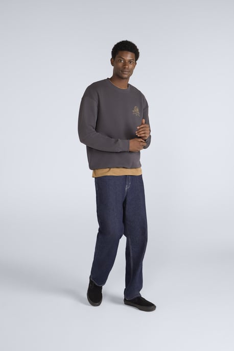 'Jonah' Men's Drop Shoulder Sweatshirt Casual Lightweight Cotton Pullover Jumper Dark Grey - Image 3
