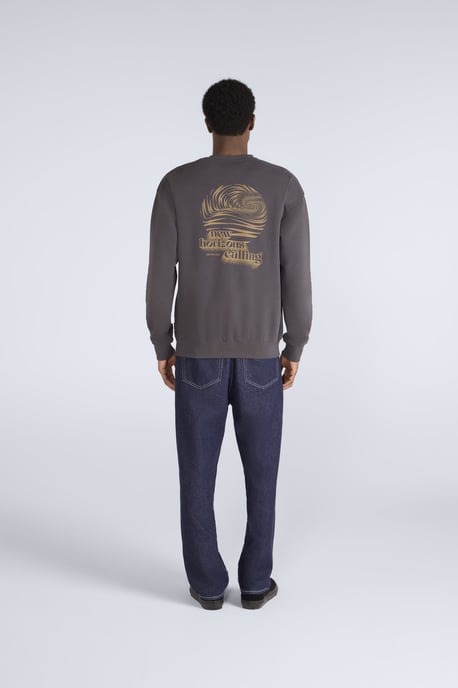 'Jonah' Men's Drop Shoulder Sweatshirt Casual Lightweight Cotton Pullover Jumper Dark Grey - Image 4