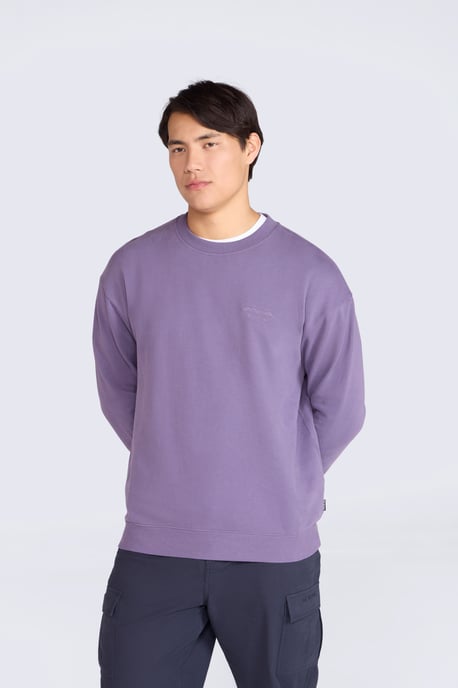'Jonah' Men's Drop Shoulder Sweatshirt Casual Lightweight Cotton Pullover Jumper Purple - Image 1