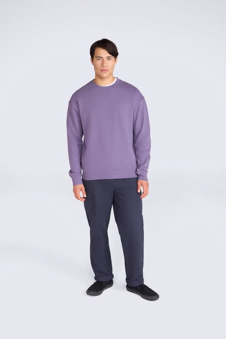 'Jonah' Men's Drop Shoulder Sweatshirt Casual Lightweight Cotton Pullover Jumper Purple - Image 2