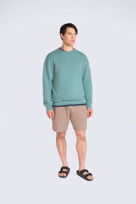 'Jonah' Men's Drop Shoulder Sweatshirt Casual Lightweight Cotton Pullover Jumper Green - Image 2