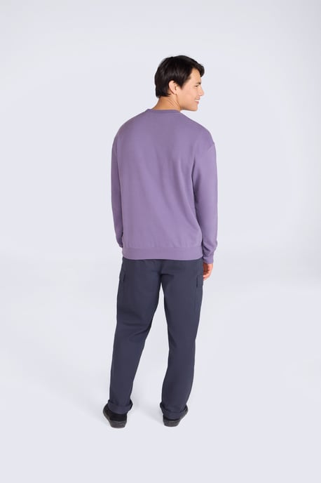 'Jonah' Men's Drop Shoulder Sweatshirt Casual Lightweight Cotton Pullover Jumper Purple - Image 4