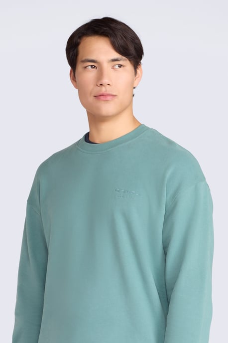 'Jonah' Men's Drop Shoulder Sweatshirt Casual Lightweight Cotton Pullover Jumper Green - Image 3