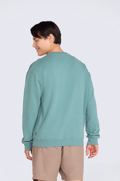'Jonah' Men's Drop Shoulder Sweatshirt Casual Lightweight Cotton Pullover Jumper Green - Image 4