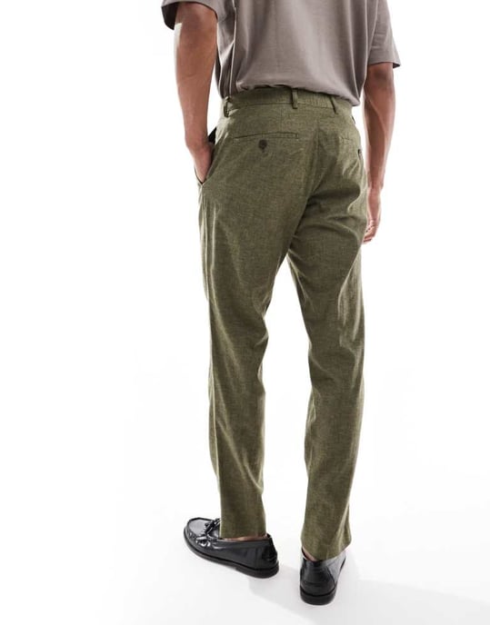 Jack & Jones Premium linneblandning kostymbyxa i olivgrön - Image 2