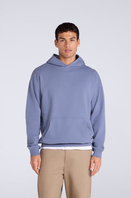 'Icon' Men's Logo Drop Shoulder Hoodie with Kangaroo Pocket Warm Sweatshirt Blue - Image 2