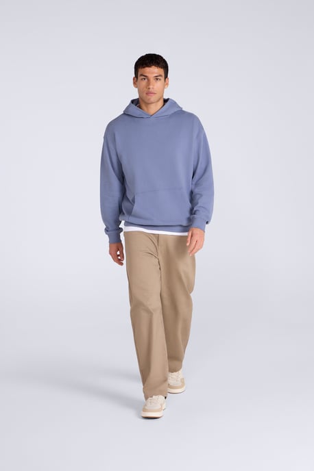 'Icon' Men's Logo Drop Shoulder Hoodie with Kangaroo Pocket Warm Sweatshirt Blue - Image 3