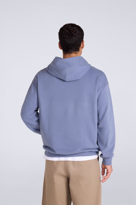 'Icon' Men's Logo Drop Shoulder Hoodie with Kangaroo Pocket Warm Sweatshirt Blue - Image 5