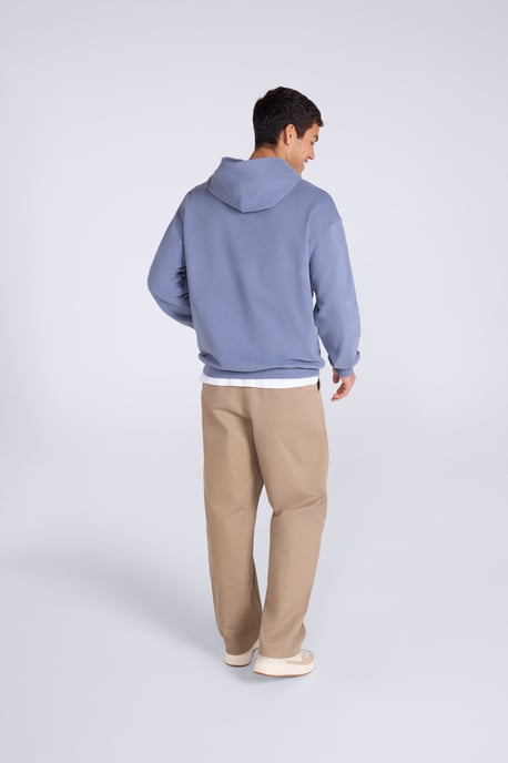 'Icon' Men's Logo Drop Shoulder Hoodie with Kangaroo Pocket Warm Sweatshirt Blue - Image 6