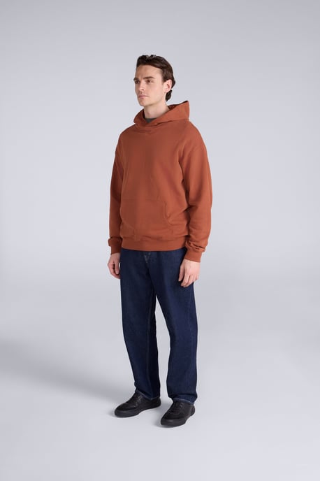 'Icon' Men's Logo Drop Shoulder Hoodie with Kangaroo Pocket Warm Sweatshirt Rust - Image 2