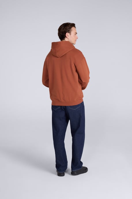 'Icon' Men's Logo Drop Shoulder Hoodie with Kangaroo Pocket Warm Sweatshirt Rust - Image 4