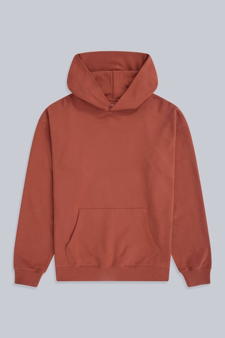 'Icon' Men's Logo Drop Shoulder Hoodie with Kangaroo Pocket Warm Sweatshirt Rust - Image 5