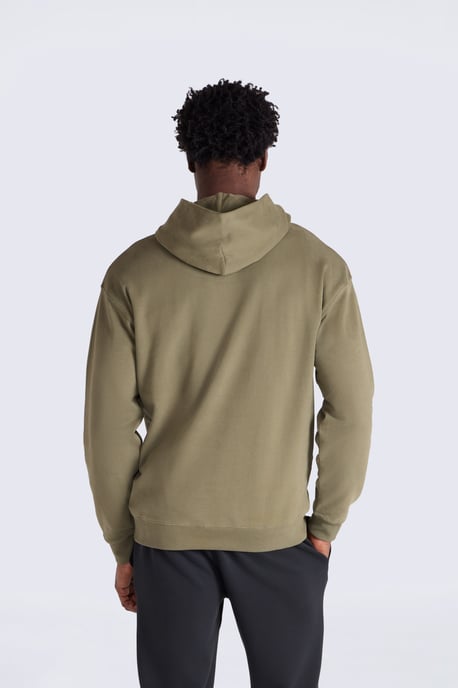 'Icon' Men's Logo Drop Shoulder Hoodie with Kangaroo Pocket Warm Sweatshirt Khaki - Image 3