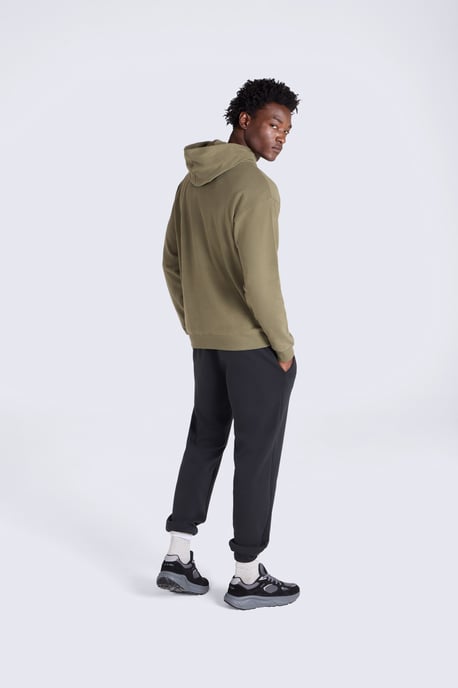 'Icon' Men's Logo Drop Shoulder Hoodie with Kangaroo Pocket Warm Sweatshirt Khaki - Image 4