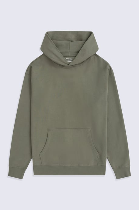 'Icon' Men's Logo Drop Shoulder Hoodie with Kangaroo Pocket Warm Sweatshirt Khaki - Image 5