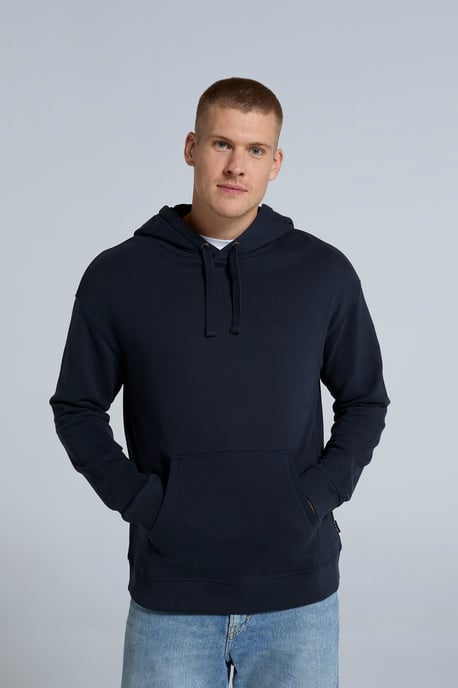 'Icon' Men's Logo Drop Shoulder Hoodie with Kangaroo Pocket Warm Sweatshirt Navy - Image 5