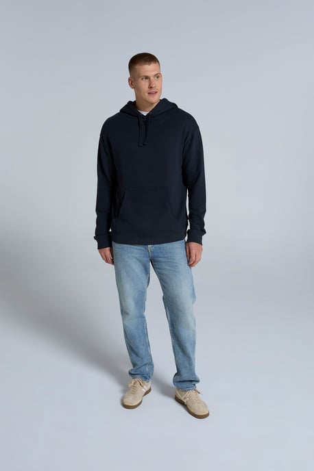 'Icon' Men's Logo Drop Shoulder Hoodie with Kangaroo Pocket Warm Sweatshirt Navy - Image 6