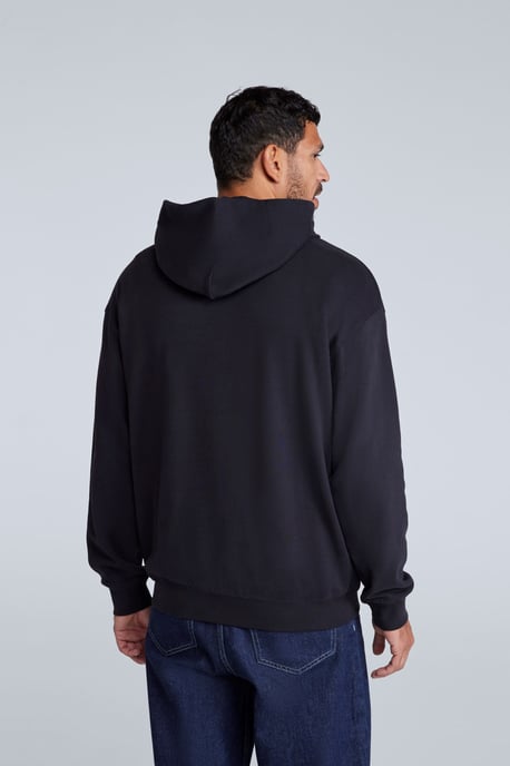 'Icon' Men's Logo Drop Shoulder Hoodie with Kangaroo Pocket Warm Sweatshirt Black - Image 2