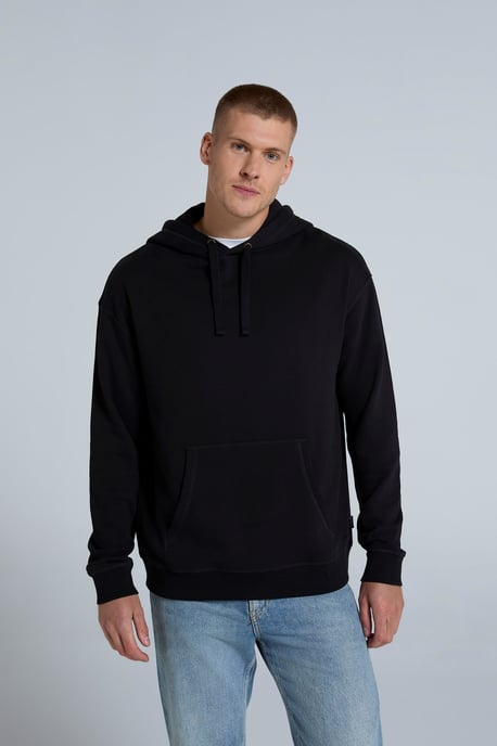 'Icon' Men's Logo Drop Shoulder Hoodie with Kangaroo Pocket Warm Sweatshirt Black - Image 5