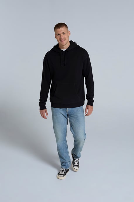 'Icon' Men's Logo Drop Shoulder Hoodie with Kangaroo Pocket Warm Sweatshirt Black - Image 6