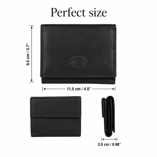 Women’s Small Leather Purse RFID Card Coin Wallet in Black - Image 3