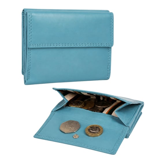 Women’s Small Leather Purse RFID Card Coin Wallet in Turquoise - Image 5