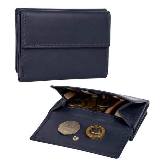 Women’s Small Leather Purse RFID Card Coin Wallet in Navy - Image 5