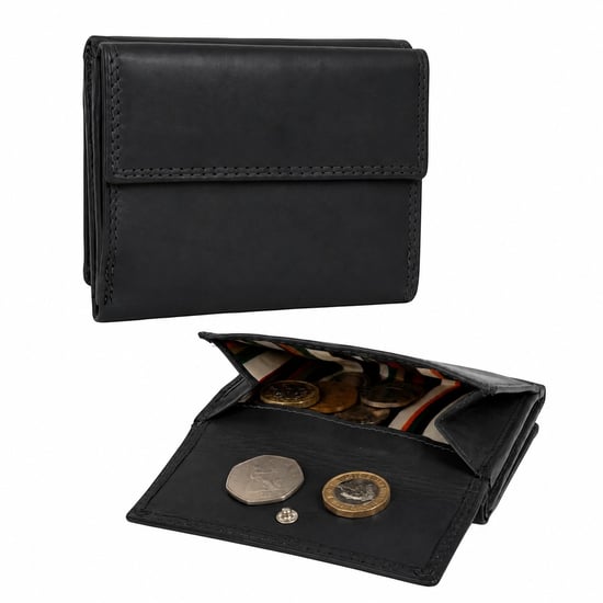 Women’s Small Leather Purse RFID Card Coin Wallet in Black - Image 5