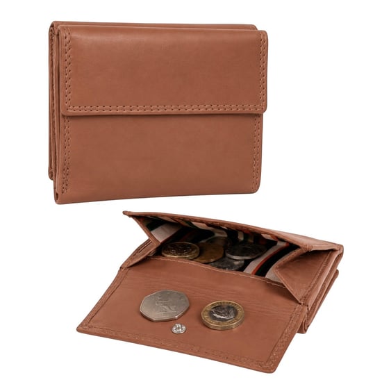 Women’s Small Leather Purse RFID Card Coin Wallet in Tan - Image 5