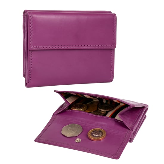 Women’s Small Leather Purse RFID Card Coin Wallet in Fuchsia - Image 5