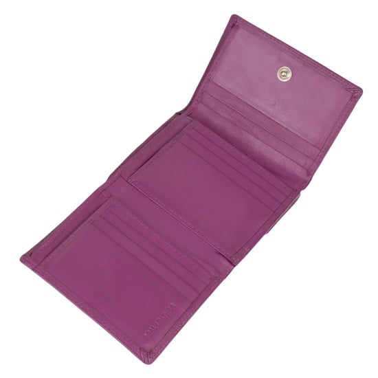 Women’s Small Leather Purse RFID Card Coin Wallet in Fuchsia - Image 6