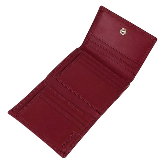 Women’s Small Leather Purse RFID Card Coin Wallet in Dark Red - Image 6