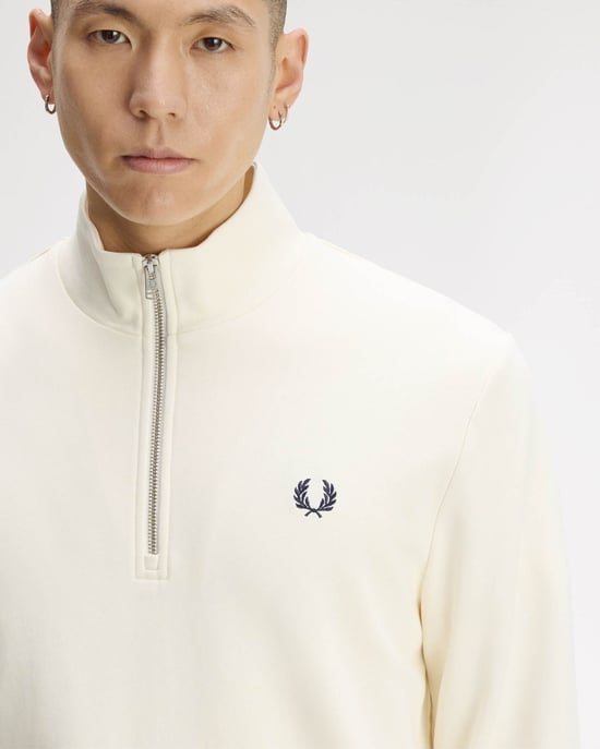 Regular Fit Long Sleeve Logo Detail Sweatshirt in White - Image 3