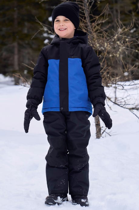 'Polar Zone' Kids Ski Jacket and Pants Set Hooded Water Resistant Winter Outfit Navy - Image 1