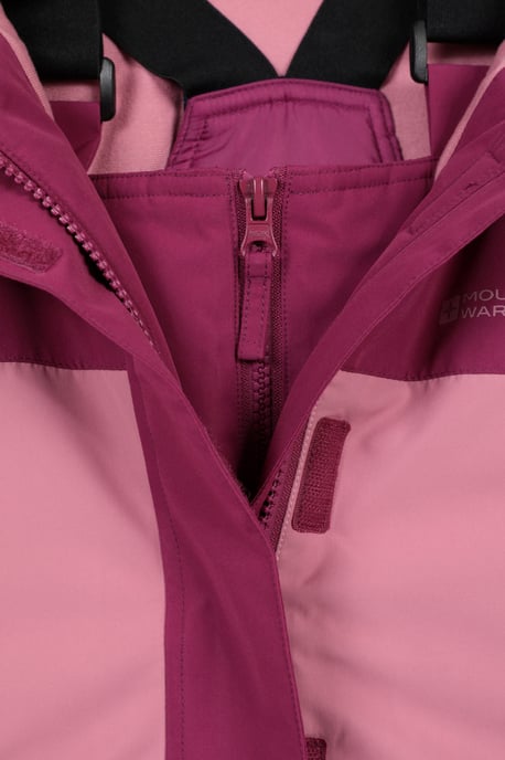 'Polar Zone' Kids Ski Jacket and Pants Set Hooded Water Resistant Winter Outfit Pink - Image 6