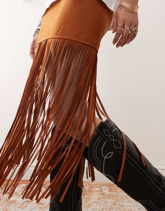 Miss Selfridge festival suedette franskjol i tan - Image 2