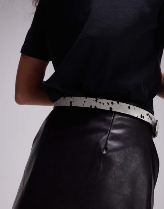 Topshop Beau smal hår på äkta läderbälte i djurmönster - Image 3