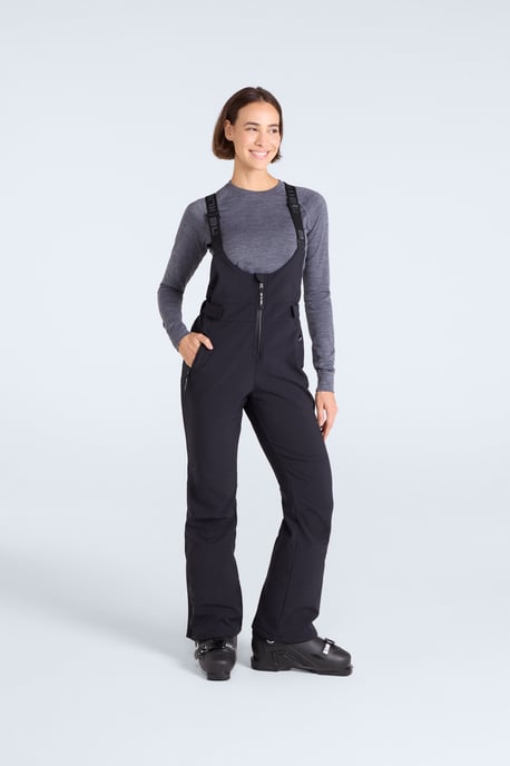 'Powder' Women's Waterproof Bib Front Ski Pants Fleece Lined Snowboard Trouser Black - Image 1