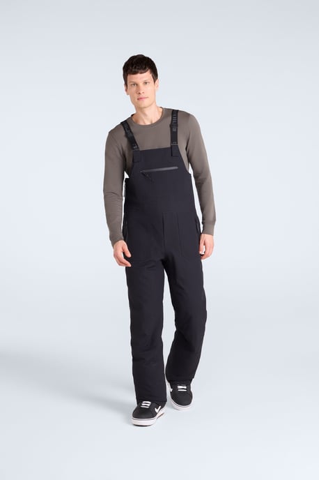 'Powder' Men's Waterproof Bib Front Ski Pants Fleece Lined Snowboard Trouser Black - Image 1