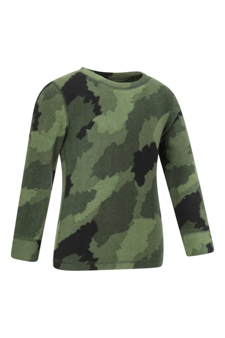 'Polar' Kids Fleece Base Layer Set IsoTherm Warm Antipill Ski Top and Pant Khaki - Image 4