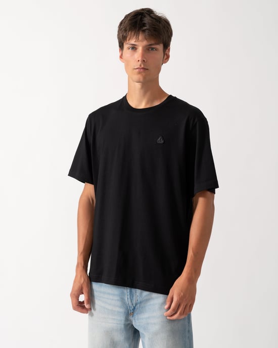 Short Sleeve Logo Detail T-Shirt in Black - Image 1