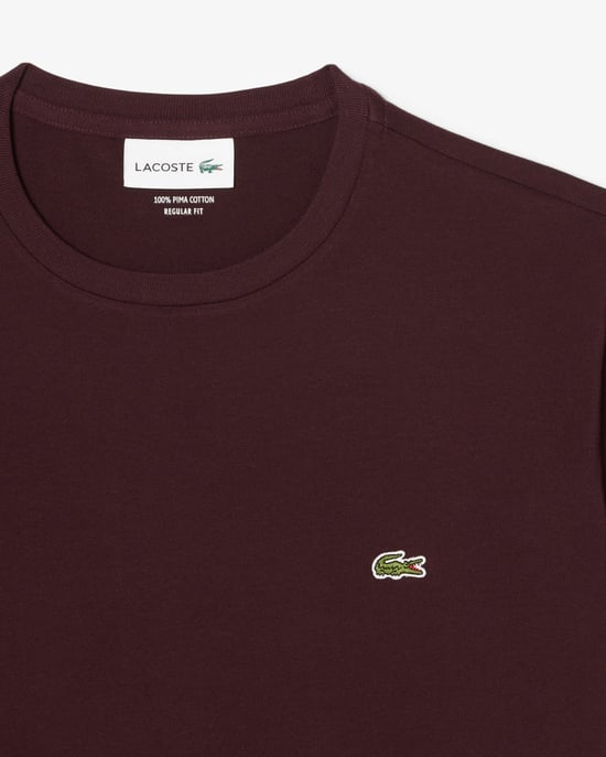 Regular Fit Short Sleeve Logo Detail T-Shirt in Wine - Image 2