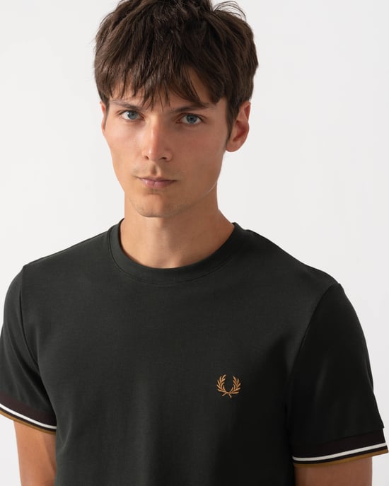 Regular Fit Short Sleeve Logo Detail T-Shirt in Charcoal - Image 3