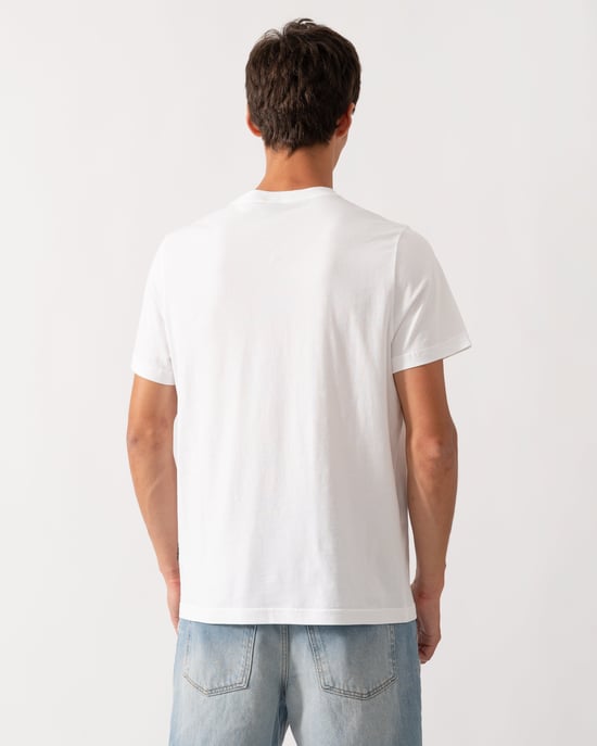 Slim Fit Short Sleeve Logo Detail T-Shirt in White - Image 2