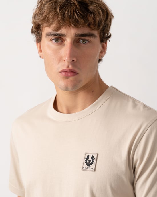 Short Sleeve Logo Detail T-Shirt in Ecru - Image 3