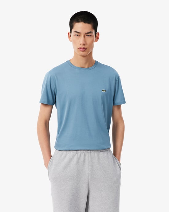 Regular Fit Short Sleeve Logo Detail T-Shirt in Light Blue - Image 1