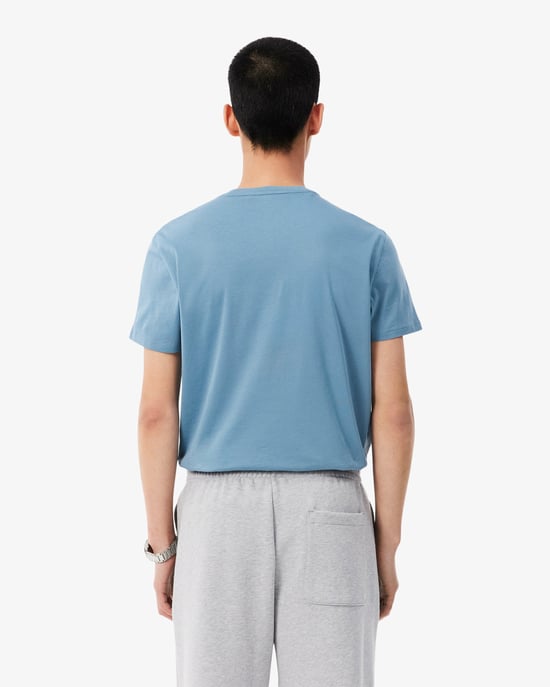 Regular Fit Short Sleeve Logo Detail T-Shirt in Light Blue - Image 3