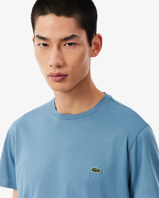 Regular Fit Short Sleeve Logo Detail T-Shirt in Light Blue - Image 4